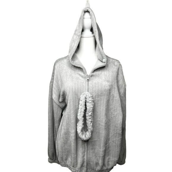 Life Rocks XL Gray Hooded Zip-Up Jacket With Headband Accessory - Picture 1 of 14